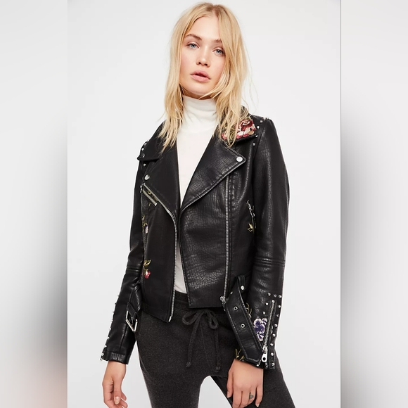 Embroidered Floral Moto Jacket - Picture 4 of 6